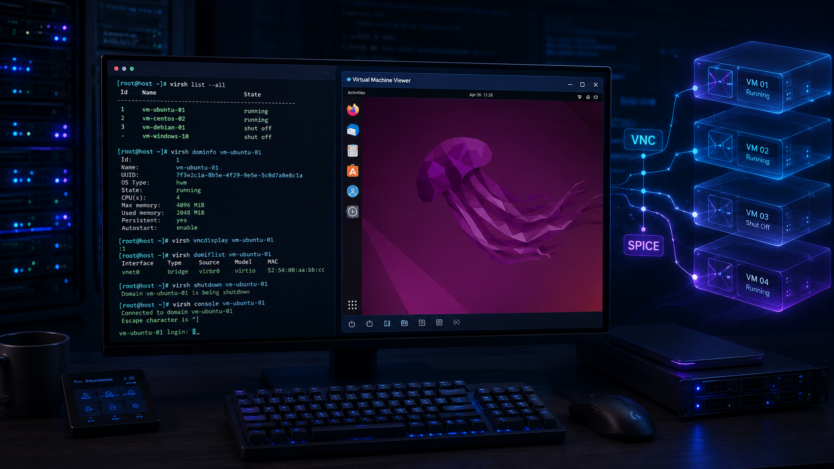 Essential Virsh Commands: Managing VMs with VNC, SPICE & Remote Viewers