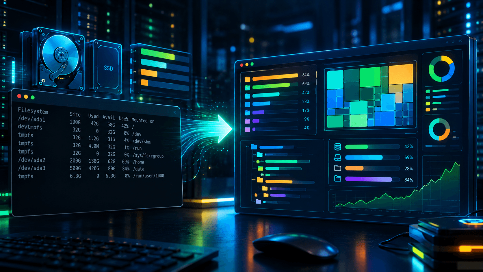 Beyond df -h: CLI Tools That Show Disk Usage and Free Space on Linux