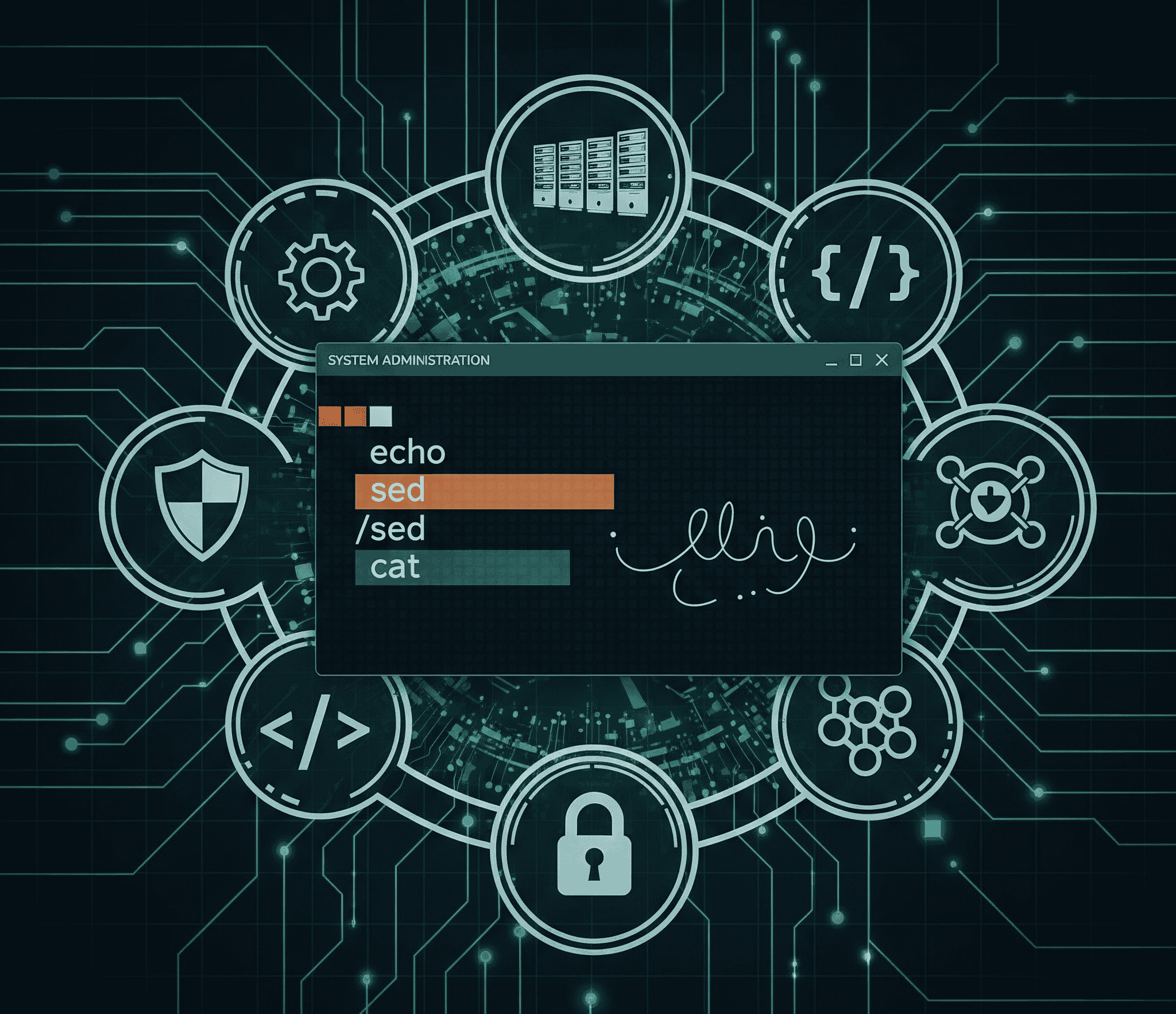 sed-echo-cat string file manipulation